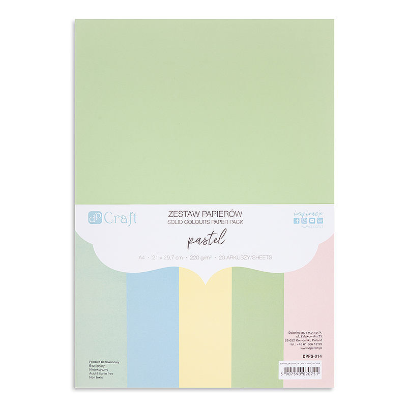 Zestaw papierów a4 pastel 220g  20 ark