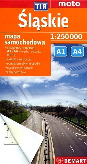 Śląskie. Mapa samochodowa TIR w skali 1:250 000