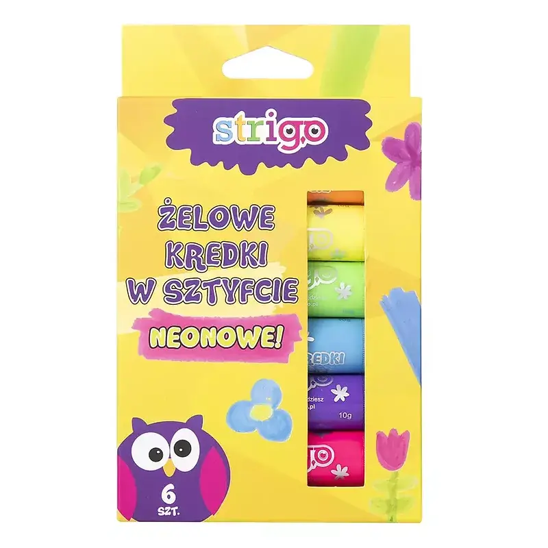 Kredki żelowe neonowe strigo 6 kolorów 10g