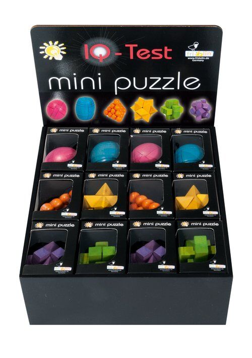 Display IQ-Test - 3D Puzzle, drewno, kolorowe 6 rodzajów 24 sztuki Sortowane