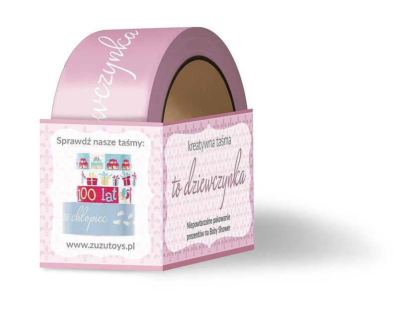 To dziewczynka taśma do pakowania prezentów na baby shower