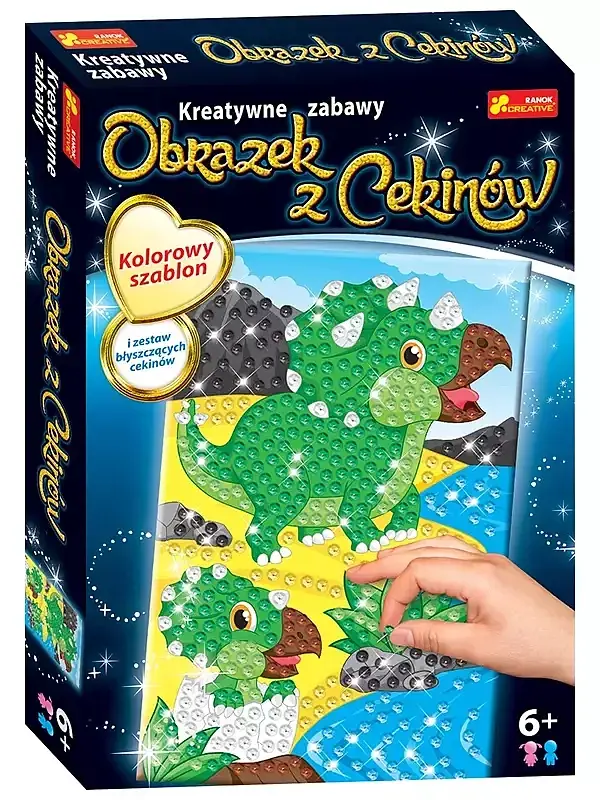 Cekinowy obrazek dinozaur triceraptos