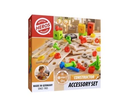 Heros Klocki konstrukcyjne drewniane Accessory 75 elementów