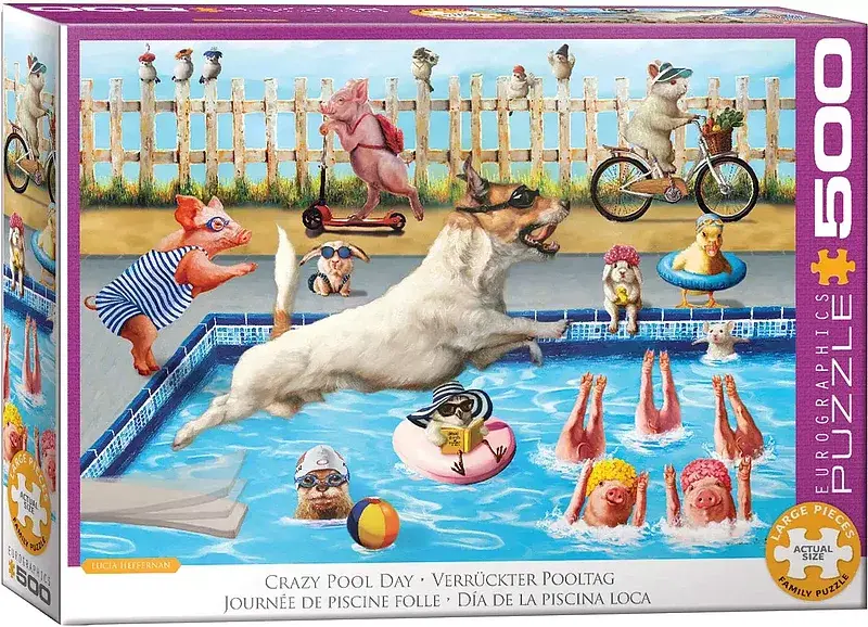 Puzzle 500 crazy pool day by lucia heffer 6500-5878