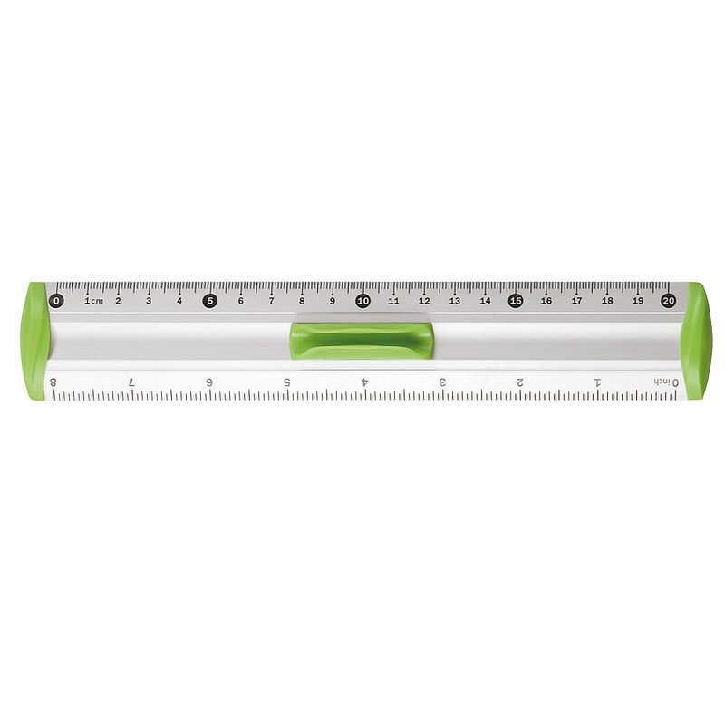 Linijka aluminiowa tetis 20 cm uchwyt zielony