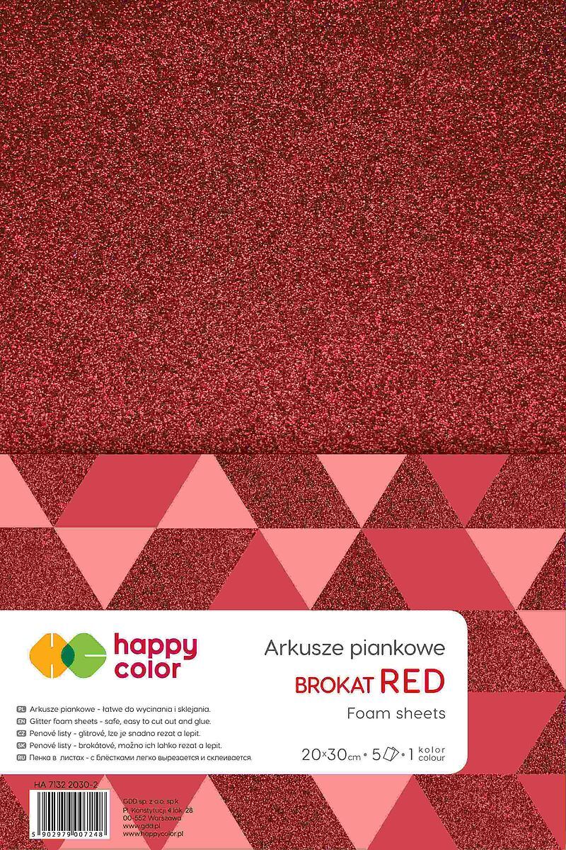 Arkusze piankowe brokatowe a4 5 ark. Czerwone happy color