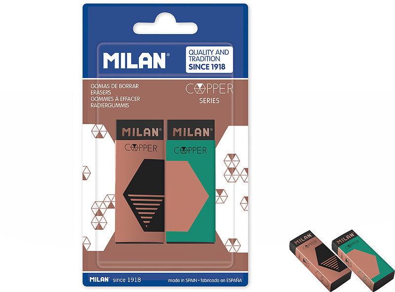 Gumka milan 320 copper czarna 2 szt. Na blistrze mix