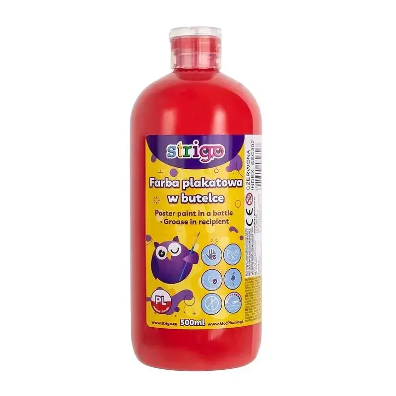 Farba plakatowa strigo butelka 500 ml czerwona