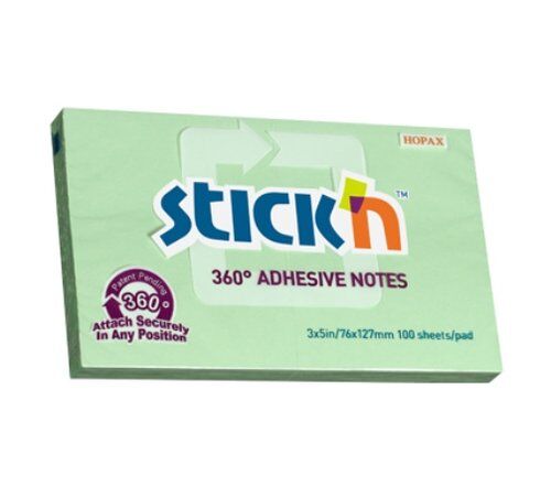 Notes samoprzylepny 127x76mm, 360 stopni, zielony 10 sztuk