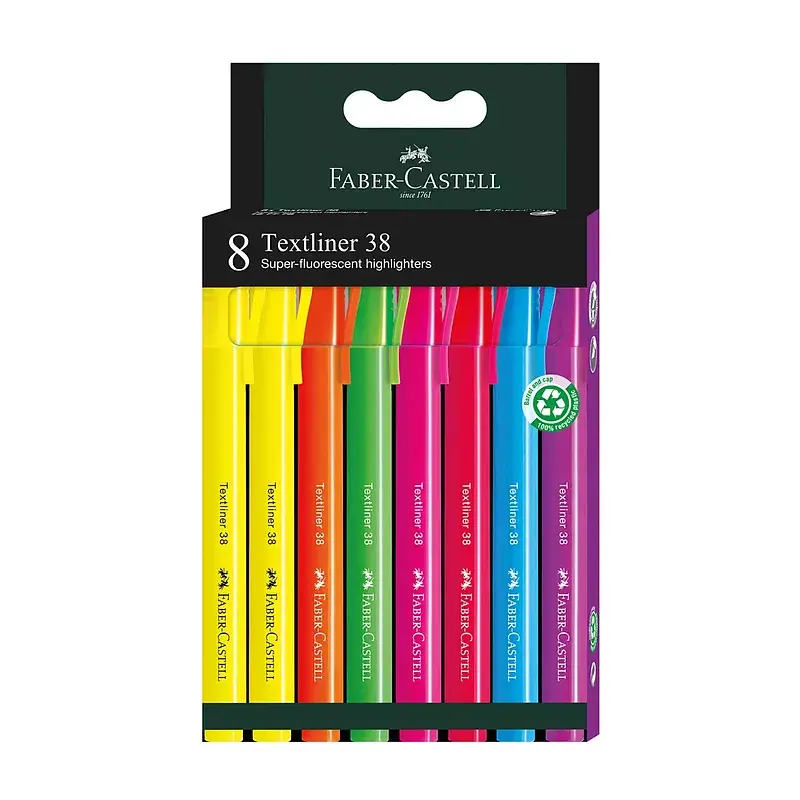 Zakreślacz  faber-castell 38  8 kolorów