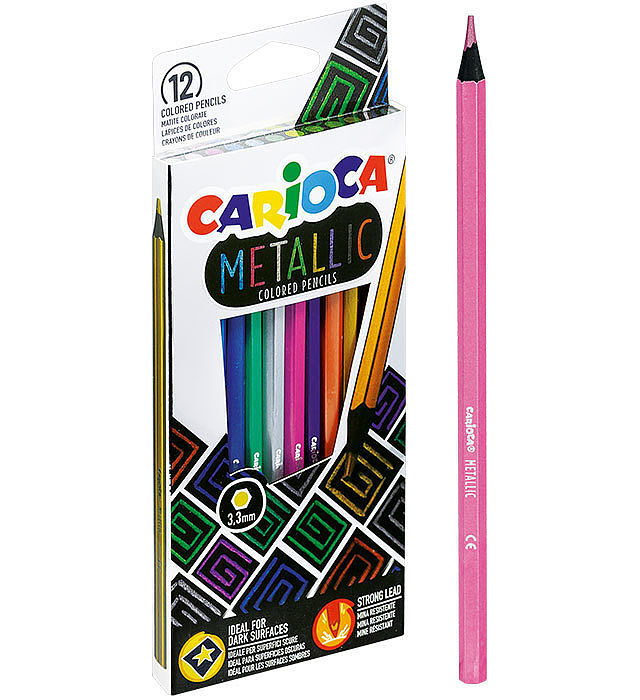 Kredki carioca ołówkowe metaliczne 12 kolorów