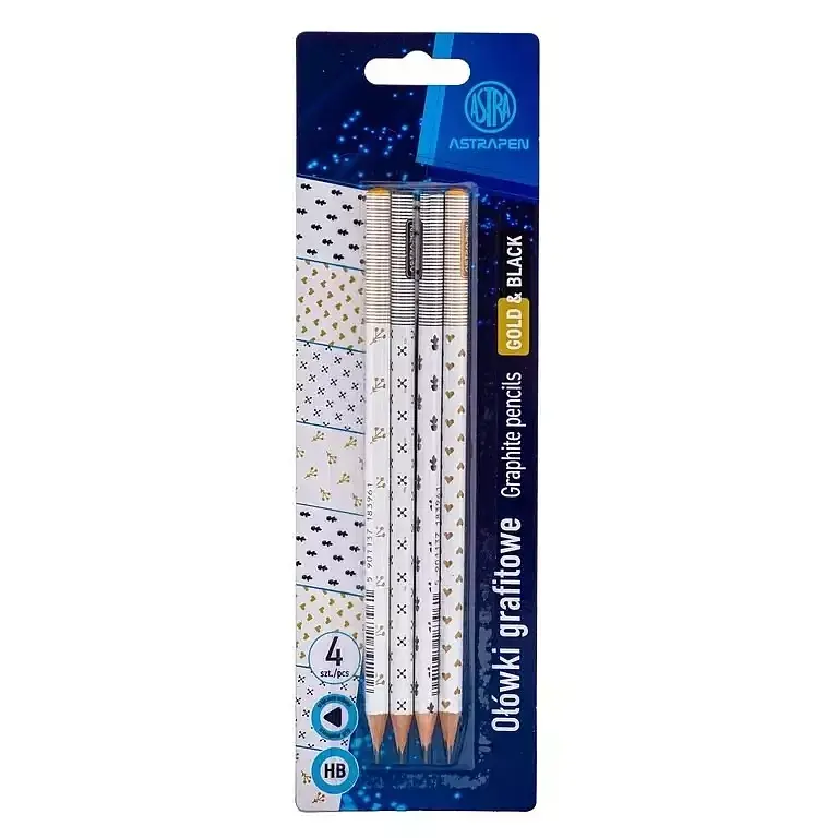 Ołówki grafitowe trójkątne hb astrapen gold and black 4 szt