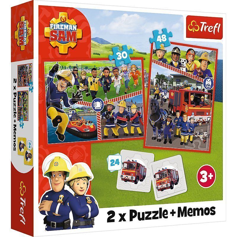 Puzzle 2w1 + memos drużyna strażaka sama 93334