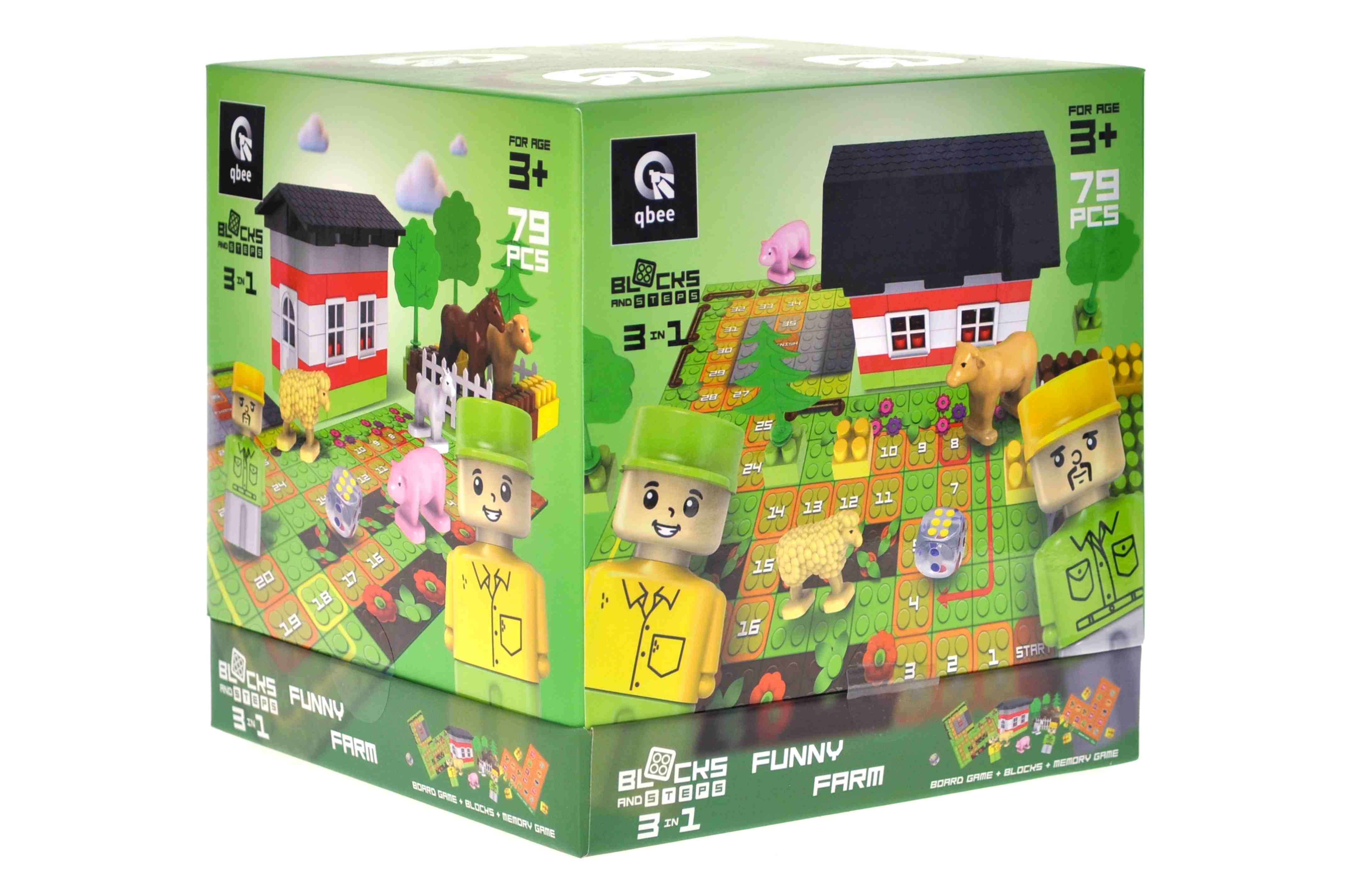 Klocki konstrukcyjne Block&Steps Wesoła farma + Gra planszowa 3w1