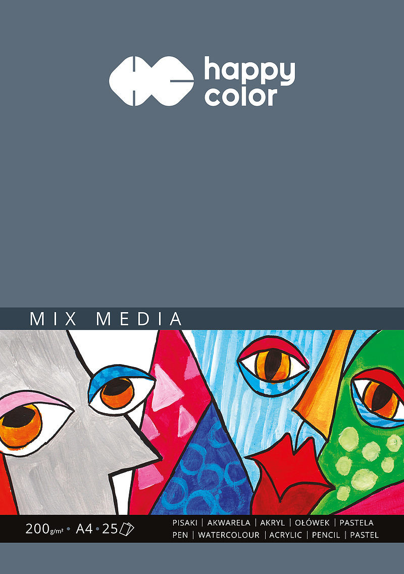 Blok happy color mix media art a4 25 arkuszy 200g
