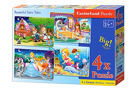 Puzzle 4w1 Beautiful Fairy Tales 8-12-15-20