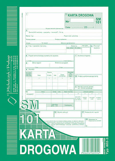 Karta drogowa - samochód osobowy a5 sm/101 a5