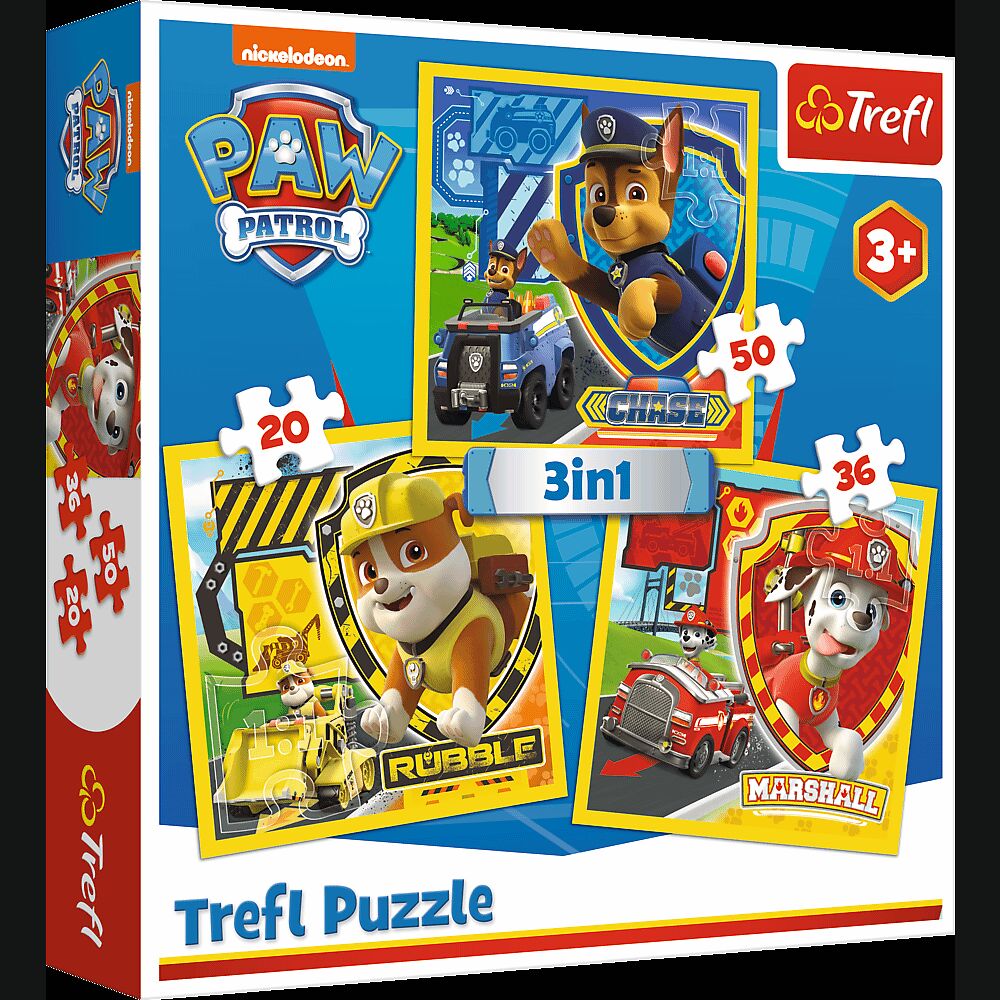Puzzle 3w1 (20,36,50) Mrshall Rubble i Chase Psi Patrol 34839