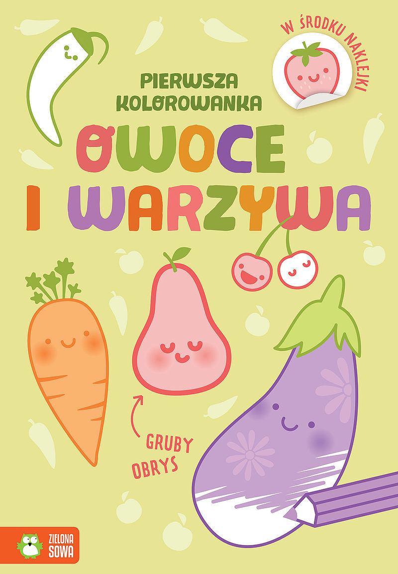 Pierwsza kolorowanka.Gruby obrys. Owoce i warzywa