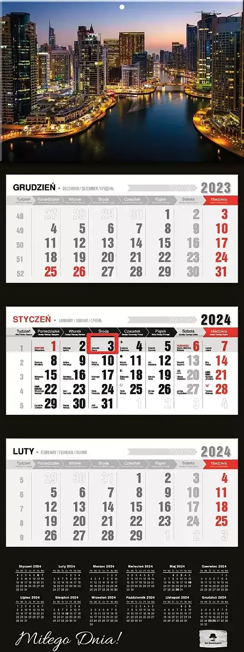 Kalendarz 2024 trójdzielny city dubai kt2-v. 53