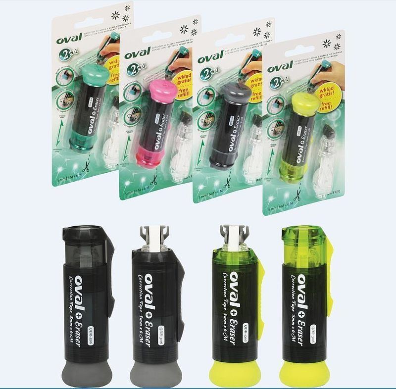 Korektor w taśmie oval 5mm x 6m - qdr-506 gumka + wkład gratis 1 szt. Mix