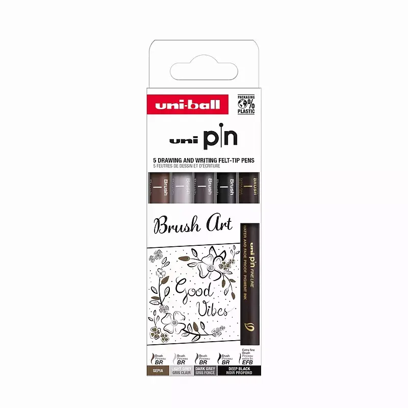 Cienkopis kreślarski pin 200 brush art różne kolory i końcówki 5szt