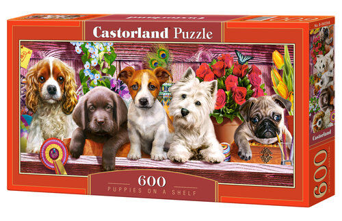Puzzle 600 Puppies on a Shelf
