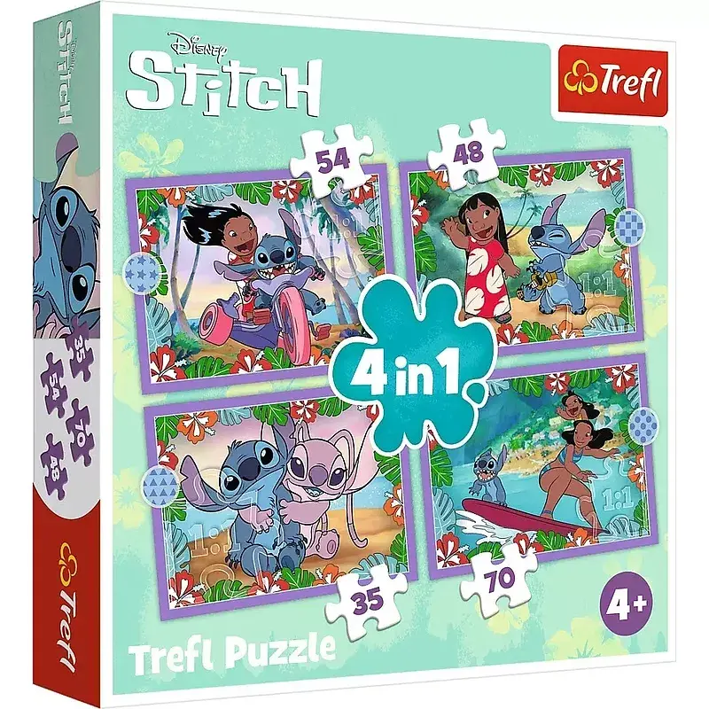 Puzzle 4w1 Disney Szalony dzień Lilo&Stitch