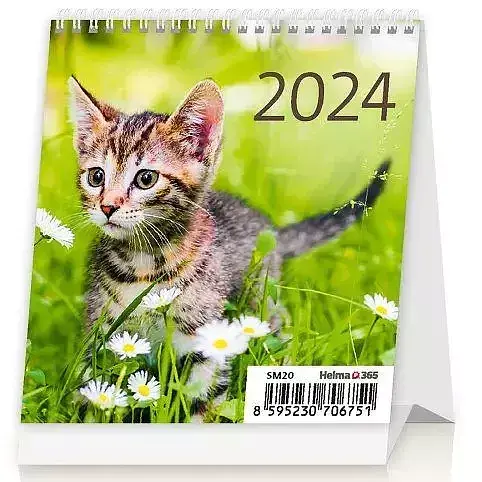 Kalendarz 2024 biurkowy mini kotki miesięczny