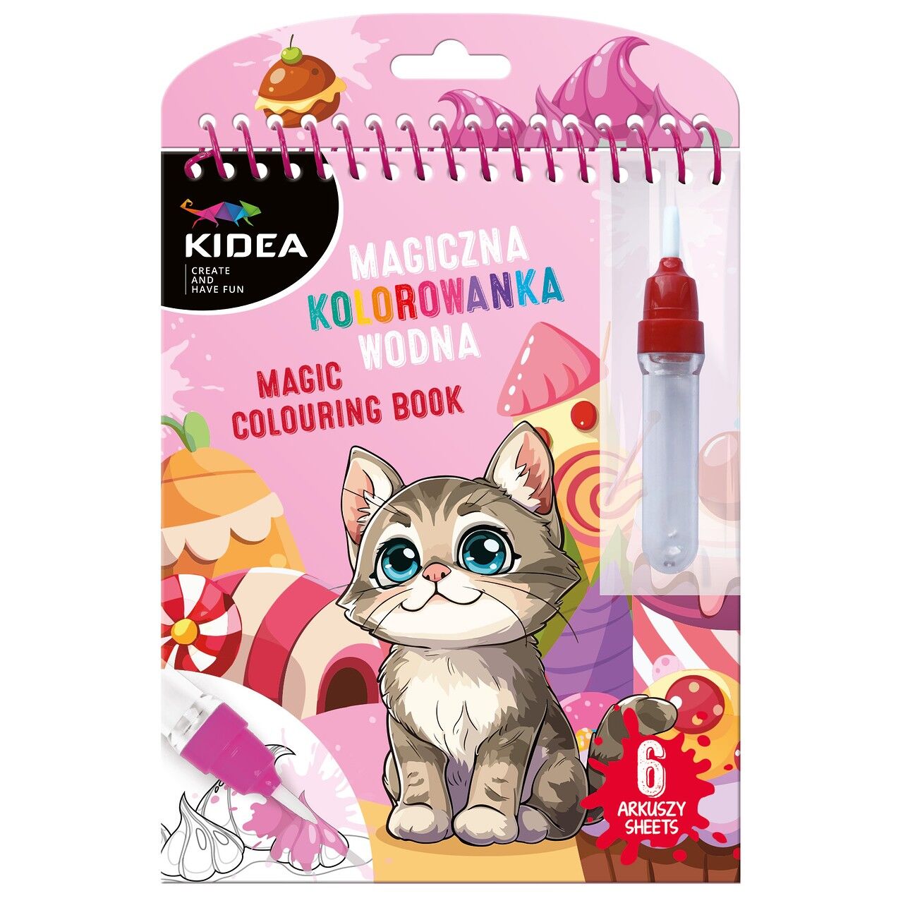 Magiczna wielorazowa kolorowanka wodna Kidea Kotki