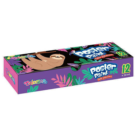 Farby plakatowe colorino wildkid 12 kolorów 20 ml