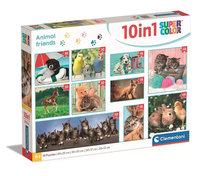 Puzzle 10 w 1 super kolor animal friends 20283