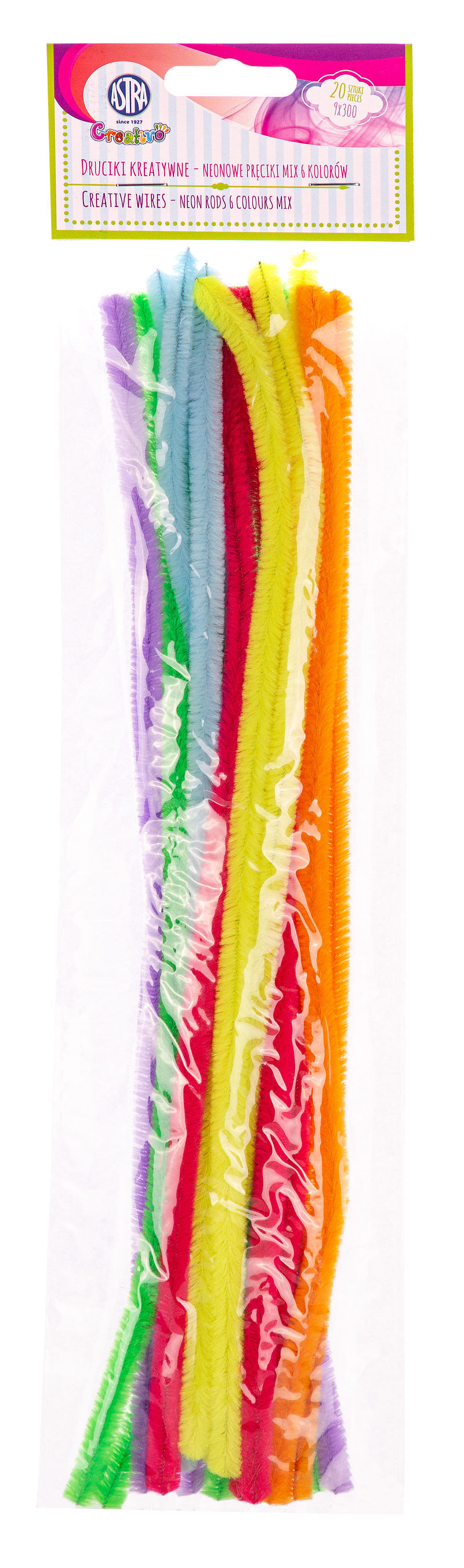 Druciki kreatywne fluorescencyjne mix 6 kolorów 20 szt