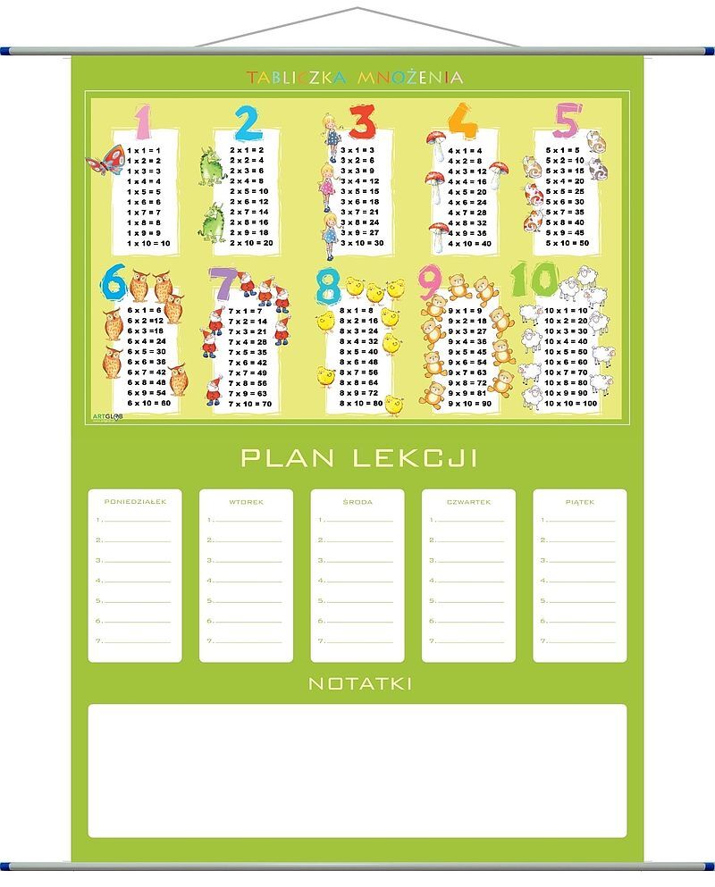 Plan lekcji tabliczka mnożenia plansza edukacyjna