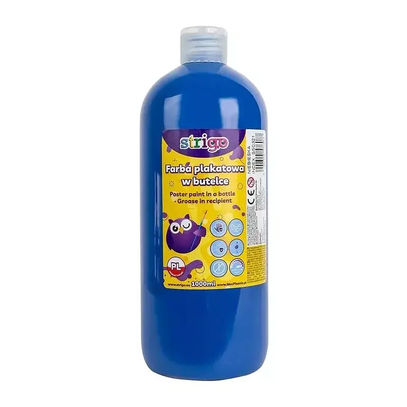 Farba plakatowa strigo butelka 1000 ml niebieska