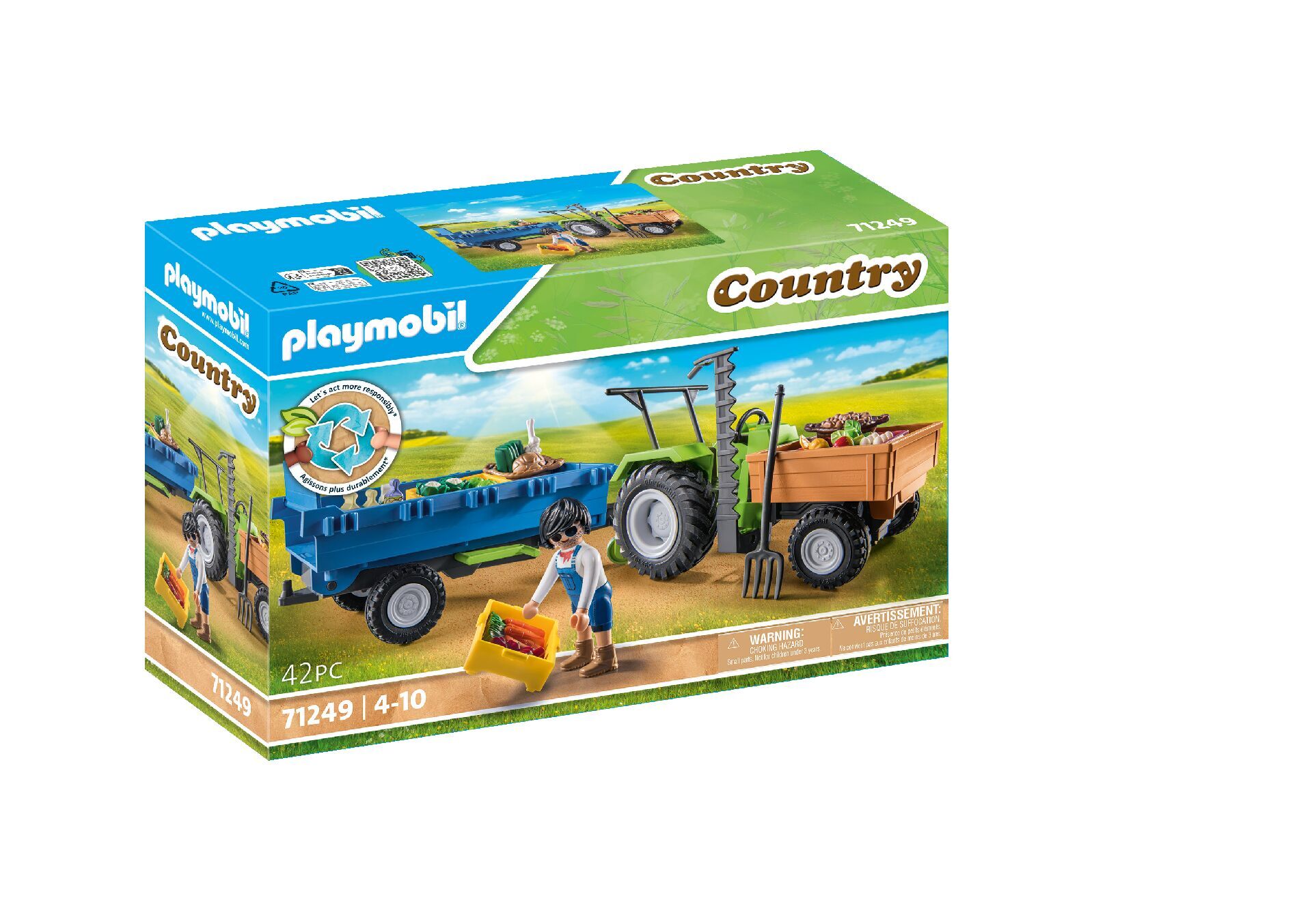 Playmobil Traktor z przyczepą 71249