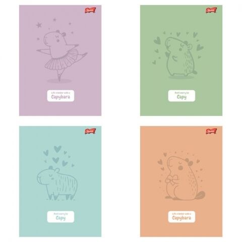 Paczka Zeszyt A5 32k.linia dwukolorowa pastel Capybara mix pakiet 15 sztuk