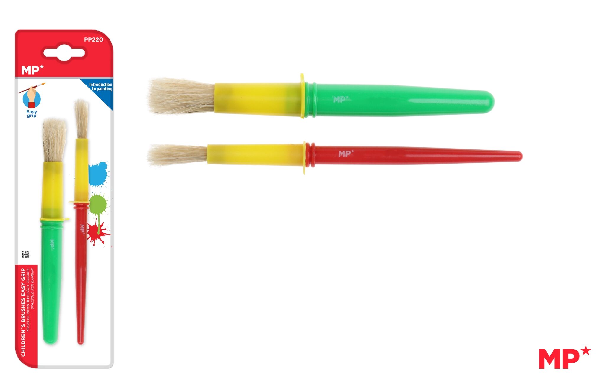 Pędzle dla dzieci z uchwytem EASY GRIP MP 2szt.blister