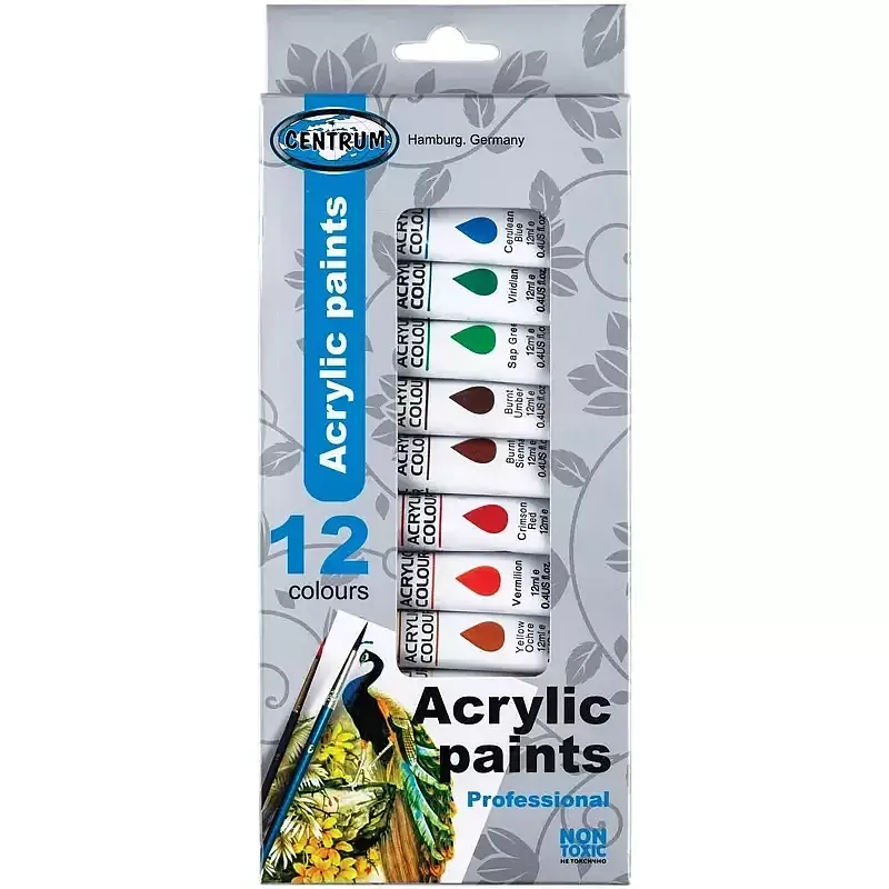farby akrylowe 12 kolorów x12ml