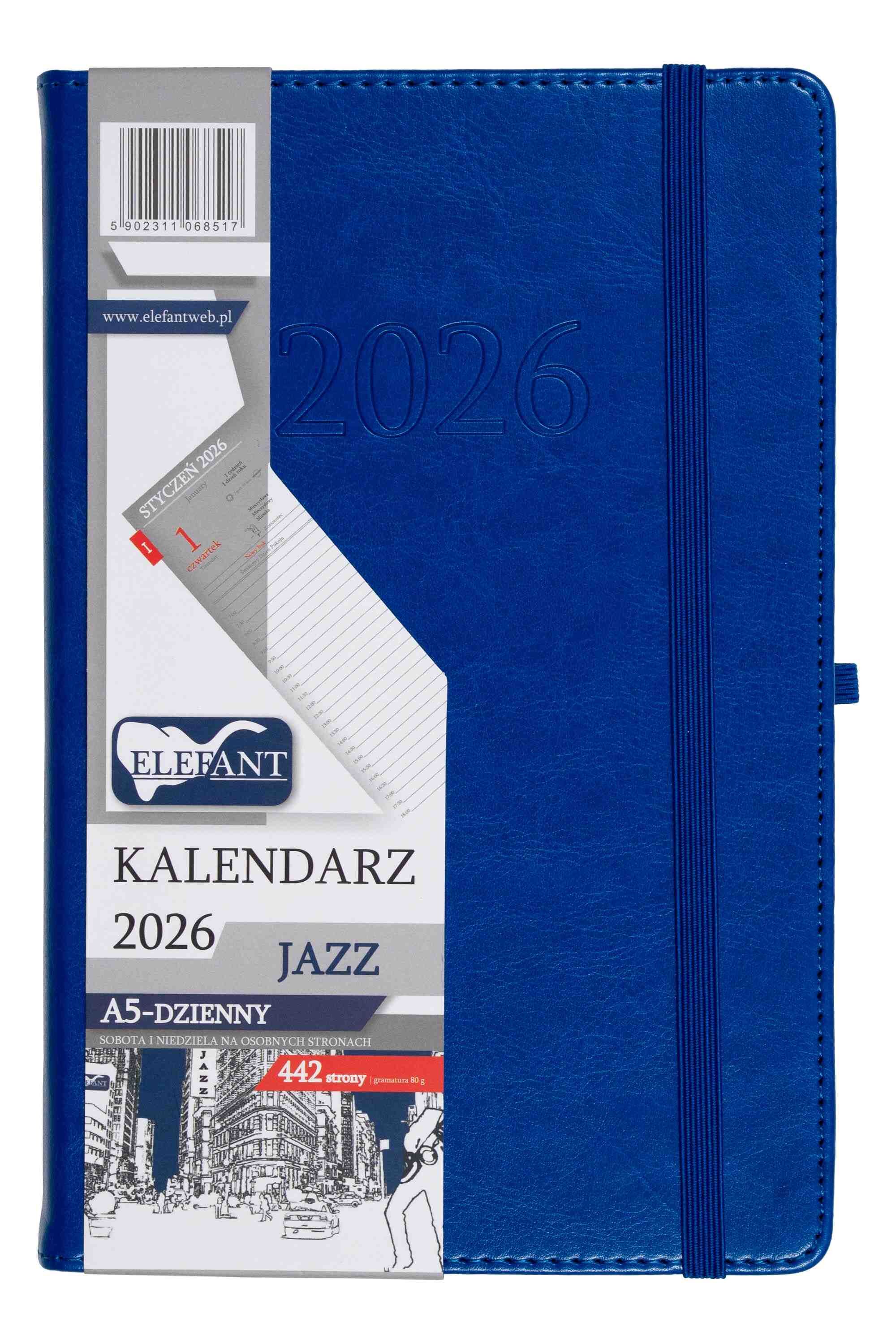 Kalendarz 2026 Jazz A5 dzienny niebieski
