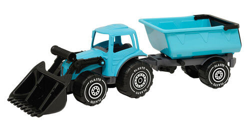Traktor z ładowaczem i przyczepką 57 cm, kolor turkusowy PLASTO