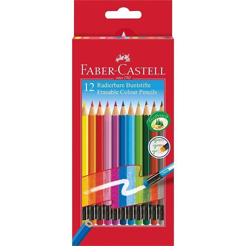 Kredki ołówkowe z gumką faber-castell 12 kolorów