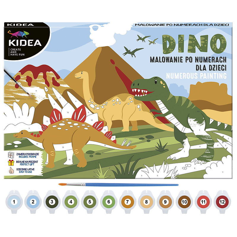 Obraz malowanie po numerach kidea dinozaury
