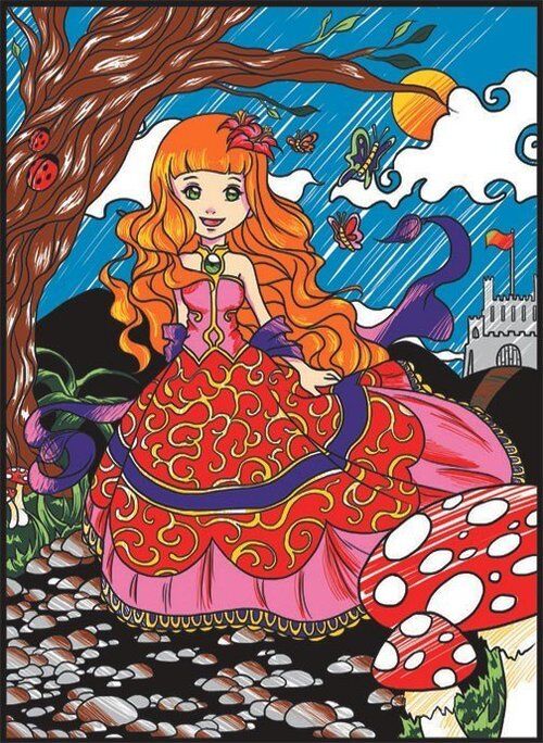 Kolorowanka Welwetowa Colorvelvet 47x35 cm Księżniczka + 12 flamastrów Carioca