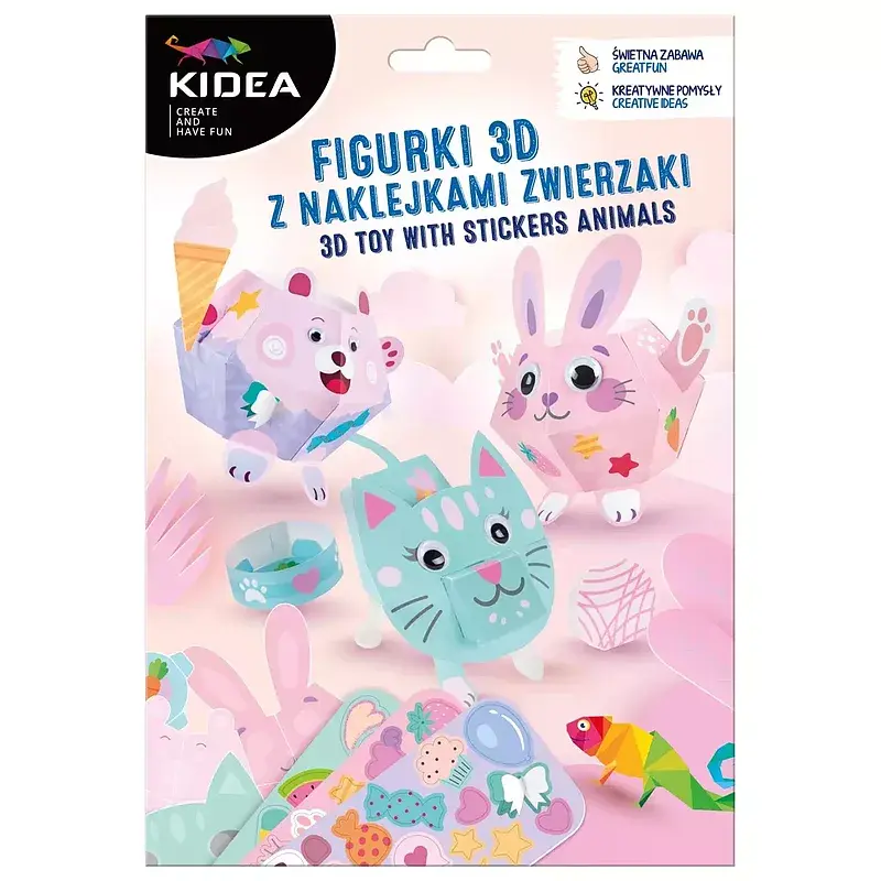 Figurki 3d z naklejkami zwierzaki kidea