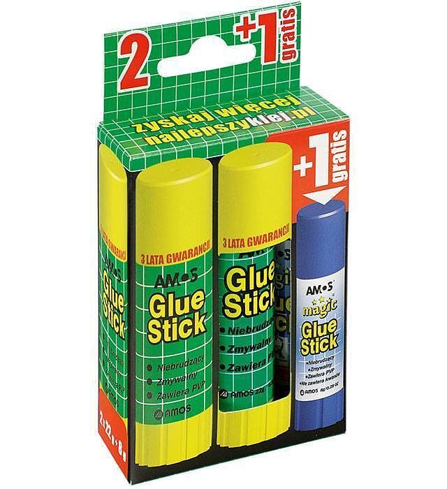 Klej amos w sztyfcie 22g, 8g magic na blisterze 3 sztuki