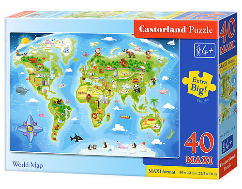 Puzzle 40 maxi mapa świata