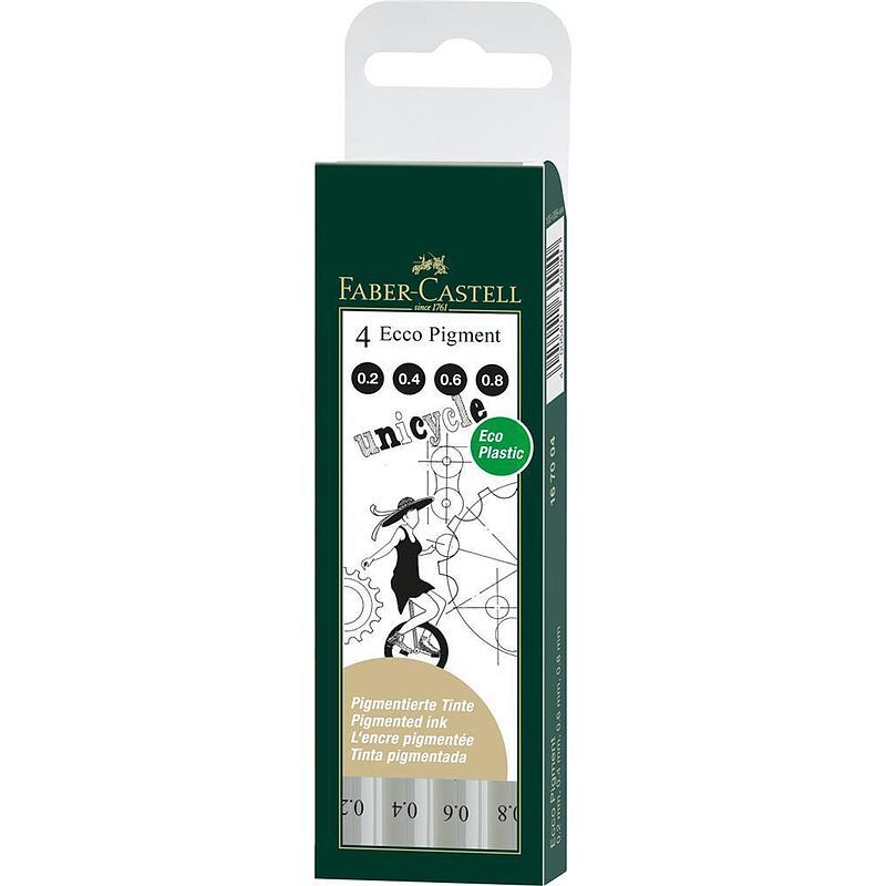 Cienkopisy faber-castell ecco pigment etui 4 sztuki (0,2;0, 4;0, 6;0,8mm) czarne