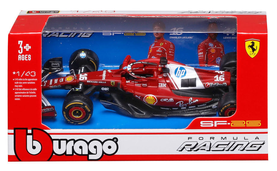Bburago Model 1:43 BOLID F1 Ferrari SF-25 Melbourne GP 2025 Leclerc 18-36853