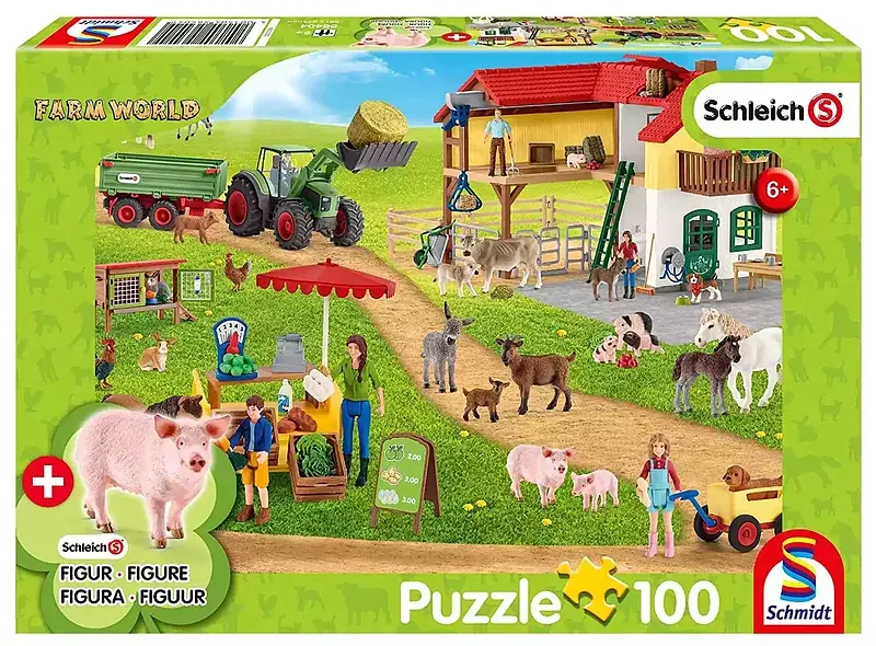 Puzzle 100 schleich ekologiczna żywność + figurka 109947